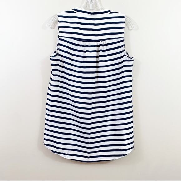 J Crew Factory Cream/Navy Striped Button Down Blouse - Picture 5 of 5